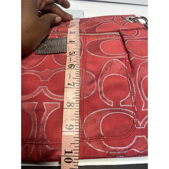 COACH Poppy 17890 RUBY RED Glam Tote Shoulder Purse Bag Gently Used - Picture 9 of 9